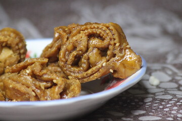 Moroccan Sweet Pastry Known as Chebakia or Shebakia