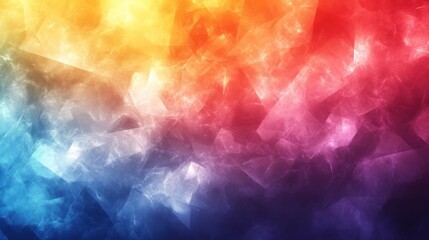 Abstract colorful background with glowing polygonal shapes and vibrant hues.