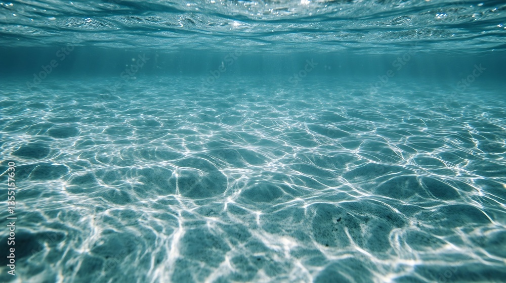 Fototapete Beautiful underwater scene capturing the serene texture and lighting of ocean water from below the surface : Generative AI