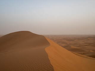 Erg Chegaga sand dune over the sea of sand, Sahara desert, Morocco