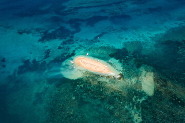 Stunning Aerial View of Naked Island, Siargao – A Bare, Sun-Kissed Paradise Surrounded by Crystal-Clear Waters and White Sand Beaches, Offering a Remote Escape in the Heart of the Philippines!