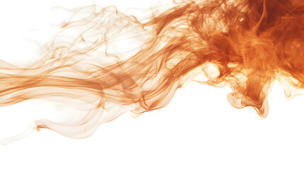 A long, orange smoke trail with a white background