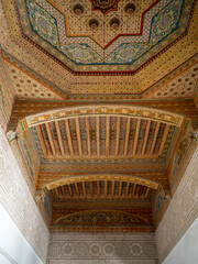 Small Riad room ceiling detail, Bahia Palace, Marrakesh