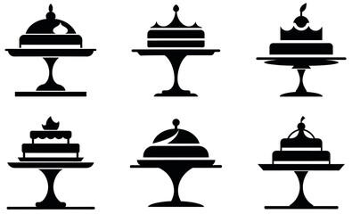 Elegant Cake Stand Silhouette Logo – Delicious Dessert Display Design