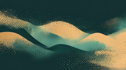 Abstract teal and beige wave pattern.