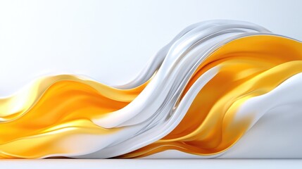 Abstract flowing fabric, gold and white. Dynamic, smooth, and elegant curves