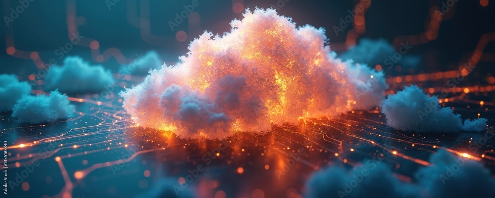 Poster cloud data storage security concept. secure cloud computing, data protection, encryption, access con