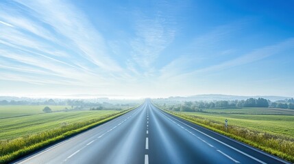 Fototapeta premium Endless road trip under a breathtaking sky, journey through scenic landscapes scenic