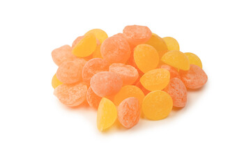 Bright citrus lollipops isolated on a white background.