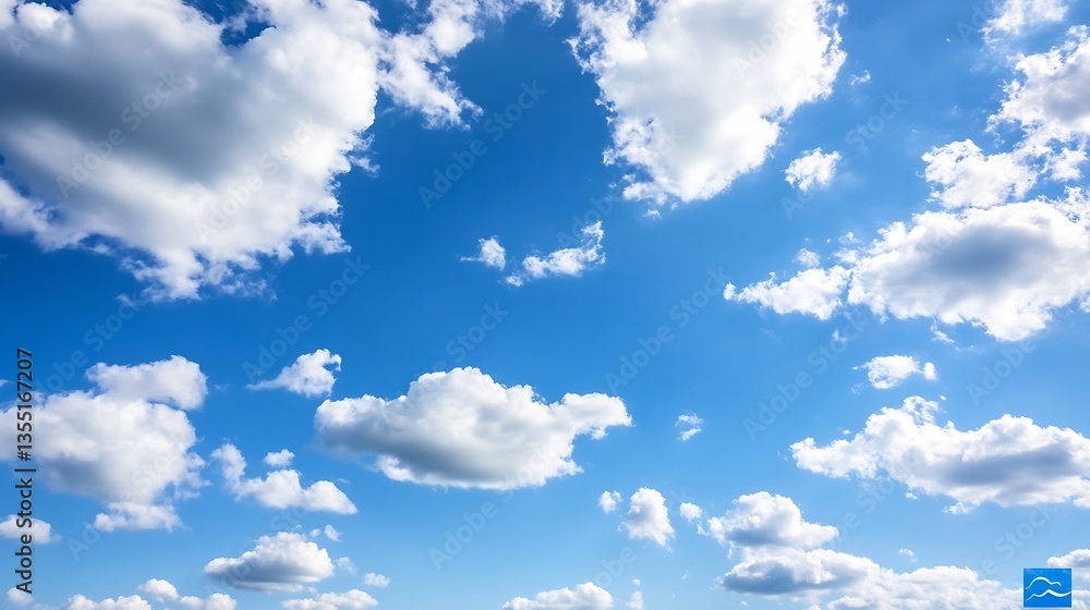 Aufkleber bright blue sky filled with fluffy white clouds creating a tranquil and serene atmosphere perfect fo