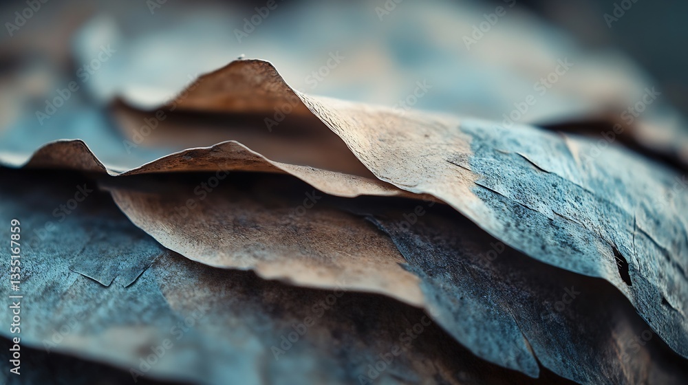 Poster detailed closeup of textured dry leaves exhibiting natural patterns and colors : generative ai