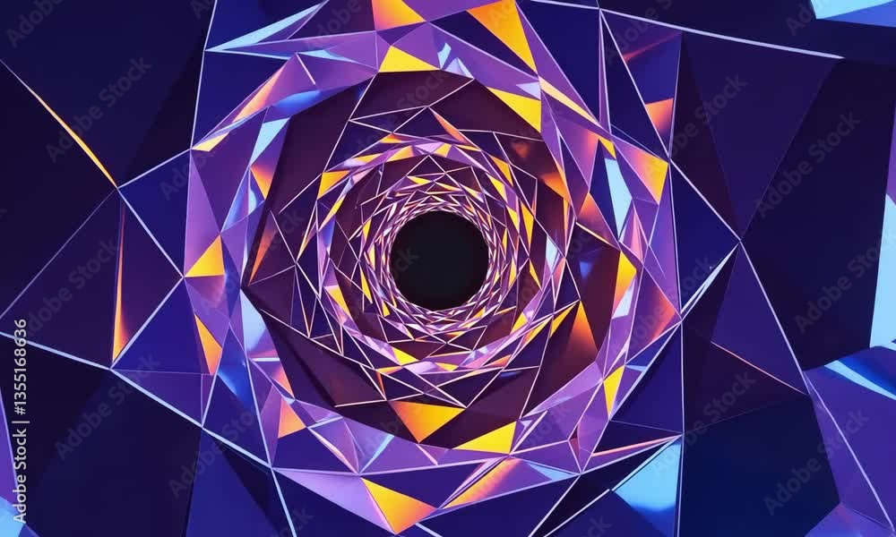 Poster geometric tunnel: a captivating, intricate design that draws the viewer into a hypnotic journey thro