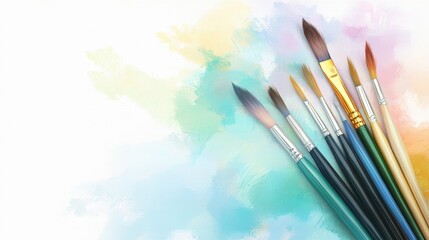 Vibrant paint brushes on colorful background, unleash your inner artist with art supplies
