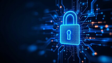Cybersecurity Concept - Digital Padlock Representing Data Protection and Network Security