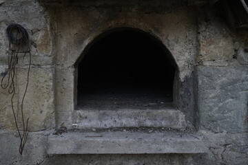  Old Stone Oven with Open Lid, Empty and Abandoned in Rural Setting
