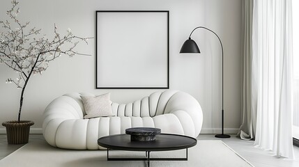 Modern Luxury Home Interior Bedroom Design with Mockup Frame , Wall Poster (3d Render)