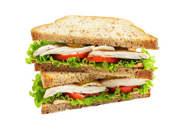 Stacked sandwich isolated on transparent background