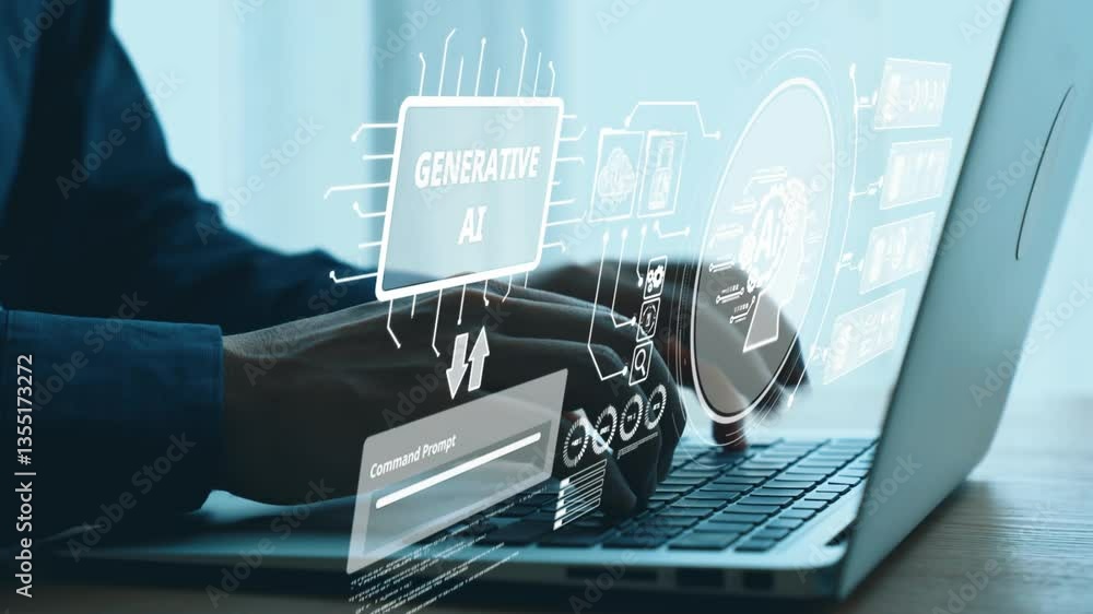Aufkleber human interact with ai artificial intelligence brain processor in concept of ai artificial intellige