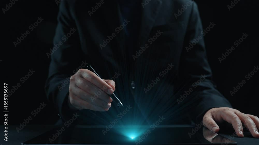 Poster human interact with ai artificial intelligence virtual assistant chatbot in concept of ai artificial