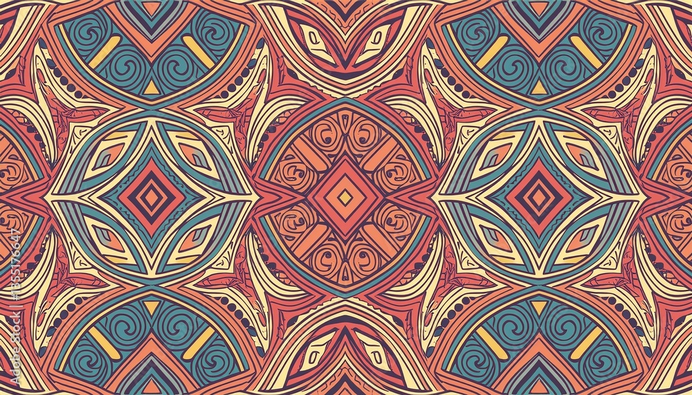 Poster creative ethnic style vector seamless pattern. generated image