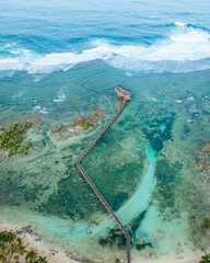 Epic Aerial View of Cloud 9 Surfing Platform in Siargao – The Ultimate Surfing Destination with World-Class Waves, Turquoise Waters, and a Stunning Wooden Boardwalk Over the Ocean!