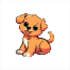 Obraz premium Pixel images of cartoon puppies. Colorful funny puppies. Retro images of animals. Puppies for the soul and mood
