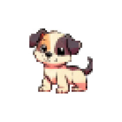 Obraz premium Pixel images of cartoon puppies. Colorful funny puppies. Retro images of animals. Puppies for the soul and mood