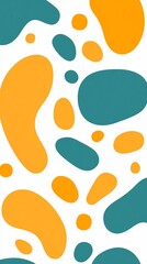 Fototapeta premium Abstract background with teal and orange organic shapes.