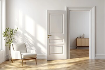 Bright, airy room with open door