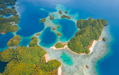 Stunning Island Formations in the Ocean of Siargao – A Breathtaking Aerial View of Crystal-Clear Waters, Lush Green Islets, and a Tropical Paradise Like No Other!

