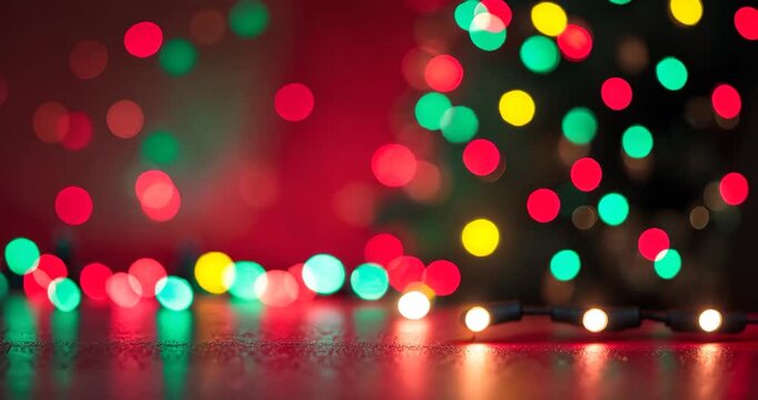 Abstract design with a red bokeh background. Festive red bokeh effects. Defocused circular colorful facula in an abstract style. Blurred light colors in a bokeh background can be utilized.