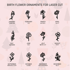 Birth Flower Ornament SVG Bundle | Intricate Laser Cut Floral Designs