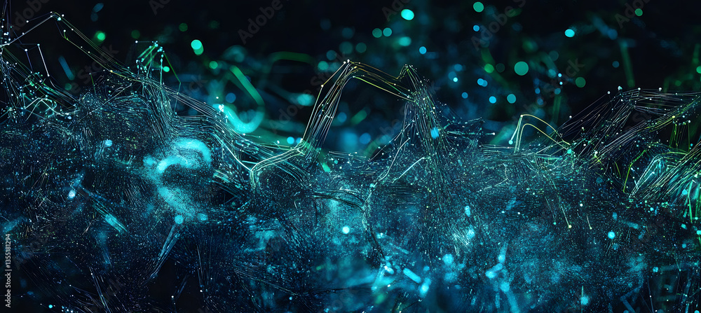Poster a dreamscape of cybernetic origin begins to materialize as neon lines converge to form a complex tec