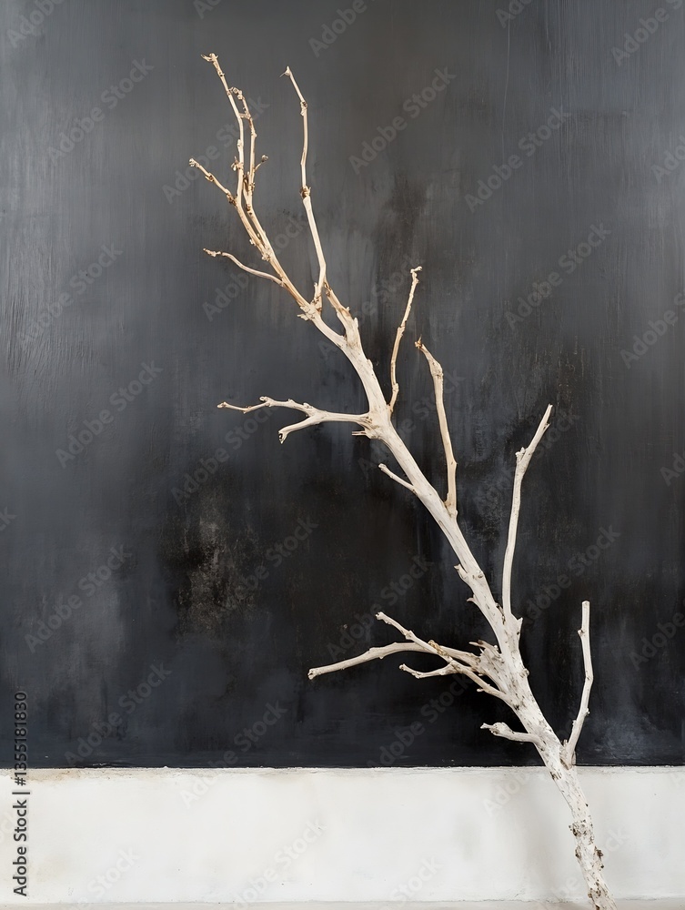 Poster stylish dry branch showcased against a minimalistic black wall creating modern artistic decor : gene