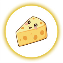 Cute Cartoon Cheese Wedge Illustration,Smiling Cheese Slice Vector Art,Happy Cheese Character Clipart,Funny Cheese Mascot Design