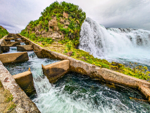 axafoss waterfall also called the Faxi waterfall in Iceland