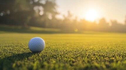 Golf Ball on the Green at Sunset