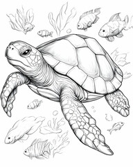 Fototapeta premium Sea Turtle Coloring Page (2)