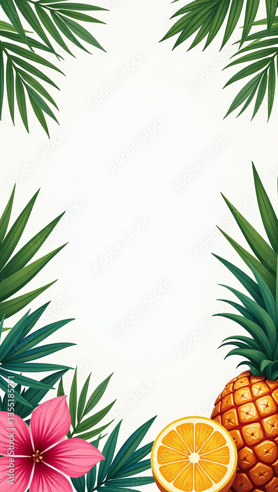 Poster summer vector card features colorful tropical elements modern design templates various print project
