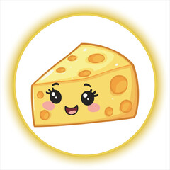 Cute Cartoon Cheese Wedge Illustration,Smiling Cheese Slice Vector Art,Happy Cheese Character Clipart,Funny Cheese Mascot Design