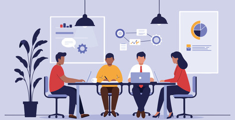 Virtual Office And Remote Work Lifestyle Illustration.