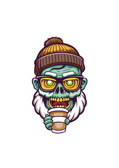 A stylish, undead hipster zombie sporting trendy glasses and fashionable attire.  Detailed, realistic rendering.