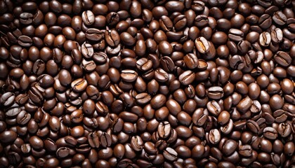 Fototapeta premium Close-up of roasted coffee beans with rich texture and dark aroma
