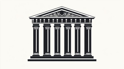 Obraz premium Ancient Greek Temple Icon, Front View, Simple Design, Stock Image