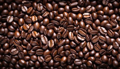 Fototapeta premium Close-up of roasted coffee beans with rich texture and dark aroma