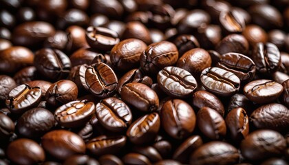 Close-up of roasted coffee beans with rich texture and dark aroma