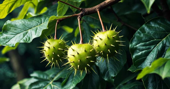 A detailed view of a common horse chestnut tree that remains unopened.