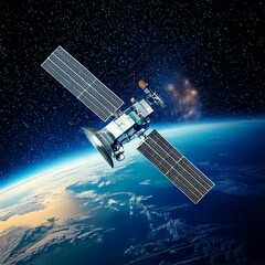 Satellite flying in space around the earth