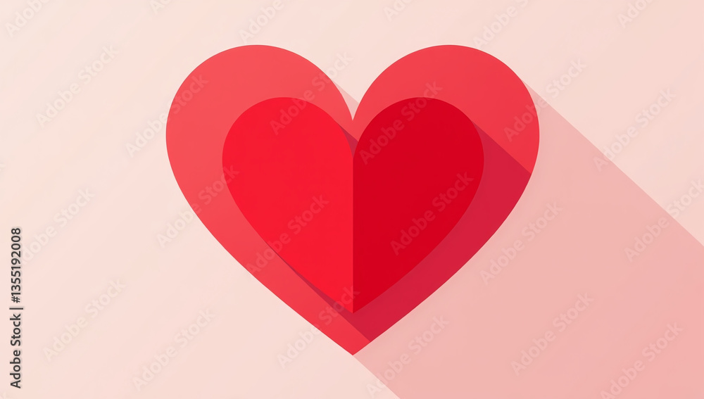 Poster red heart simple shape often drawn one continuous line graphic design