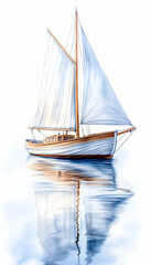 Obraz premium Sailing Vessel, Calm Waters, Artistic Depiction